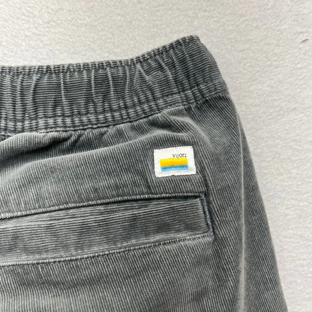 Vuori Mens Corduroy Pants Charcoal Grey Elastic Waist V440 Size M
